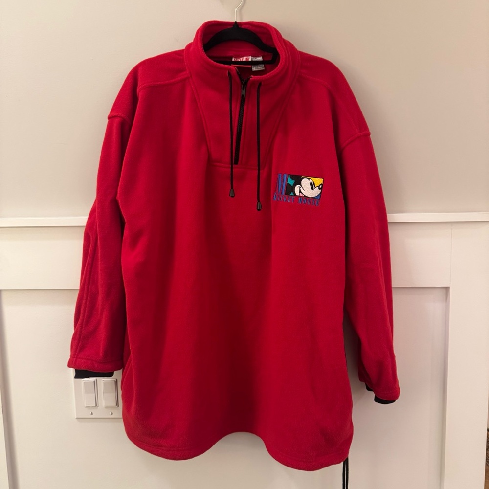 Disney Red Zip-Up Men's Sweatshirt with Character Patch